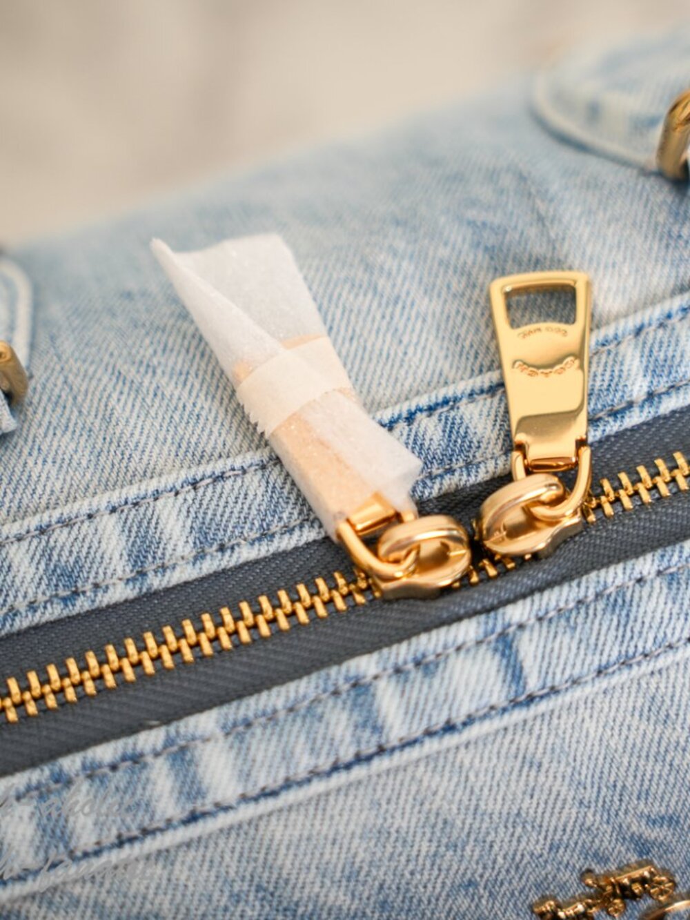 Coach CDY75  Rowan Large Satchel Bag In Loved Denim With Charms Light Indigo NWT - Picture 7 of 10